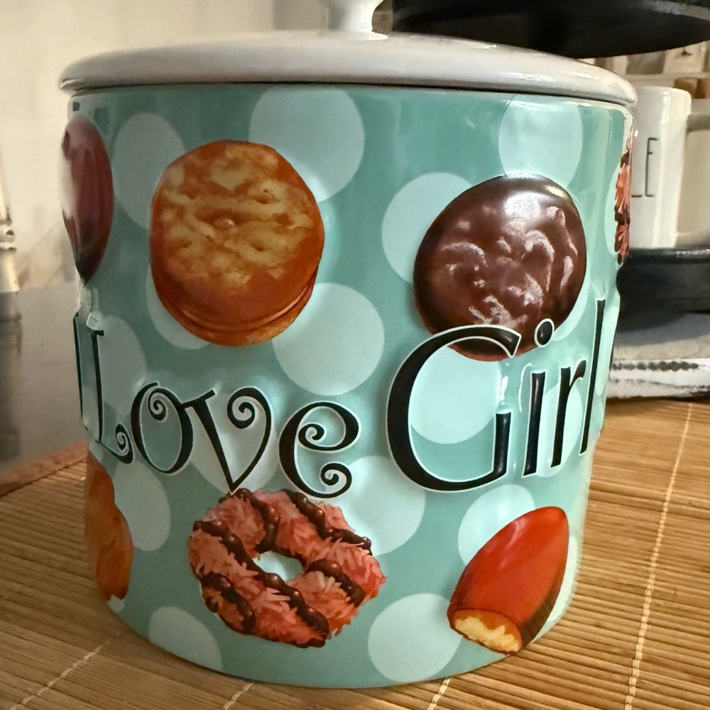 I Love Girl Scout Cookies Canister with Lid